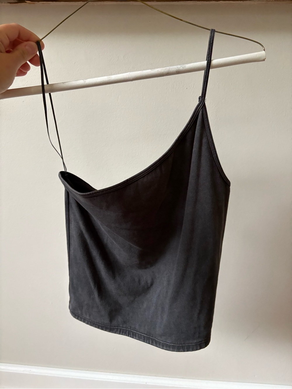 Black Women's One-Shoulder Spaghetti Strap Tank Top